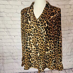 Express Leopard Print Portofino Button Down Shirt